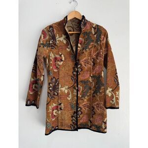VTG Tapestry boho jacket reversible artsy paisley grunge brown floral women M